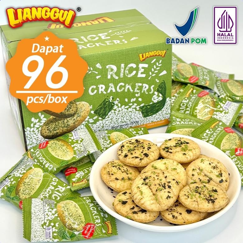 

TERMURAH Lianggui Nori Rice Crackers 96pcs Cemilan Kue Beras Rumput Laut Kantor Sehat Halal Penghilang Lapar Siap kirim