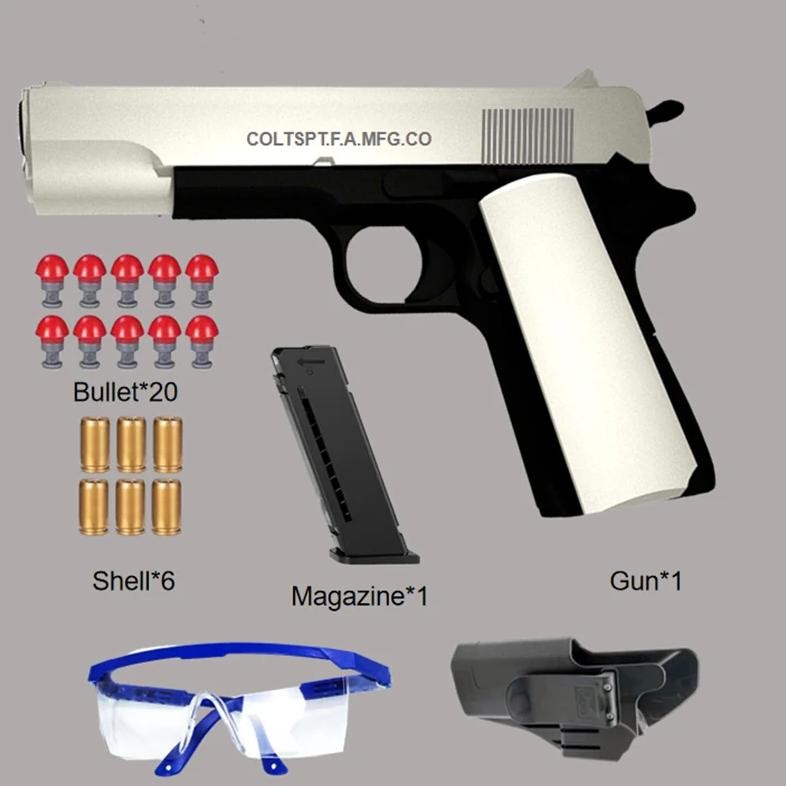2024.New Black M1911  Automatic Shell Soft Bullet Toy Gun Air Gunner Gun Cs Shooting Weapon Boys Toy