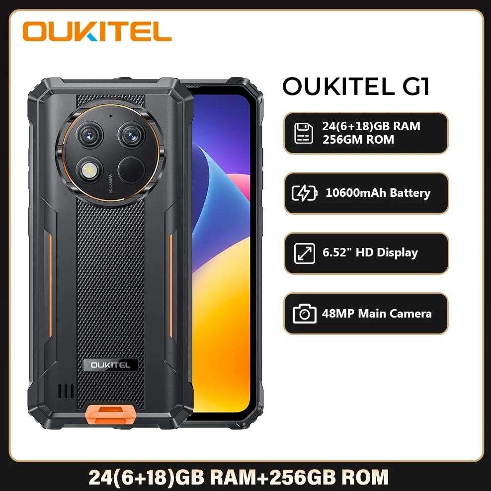 Oukitel G1 Rugged Smartphone Android 6.52' 10600Mah 24Gb+256Gb Rugged Phone Android14 48Mp Hd+ Camer