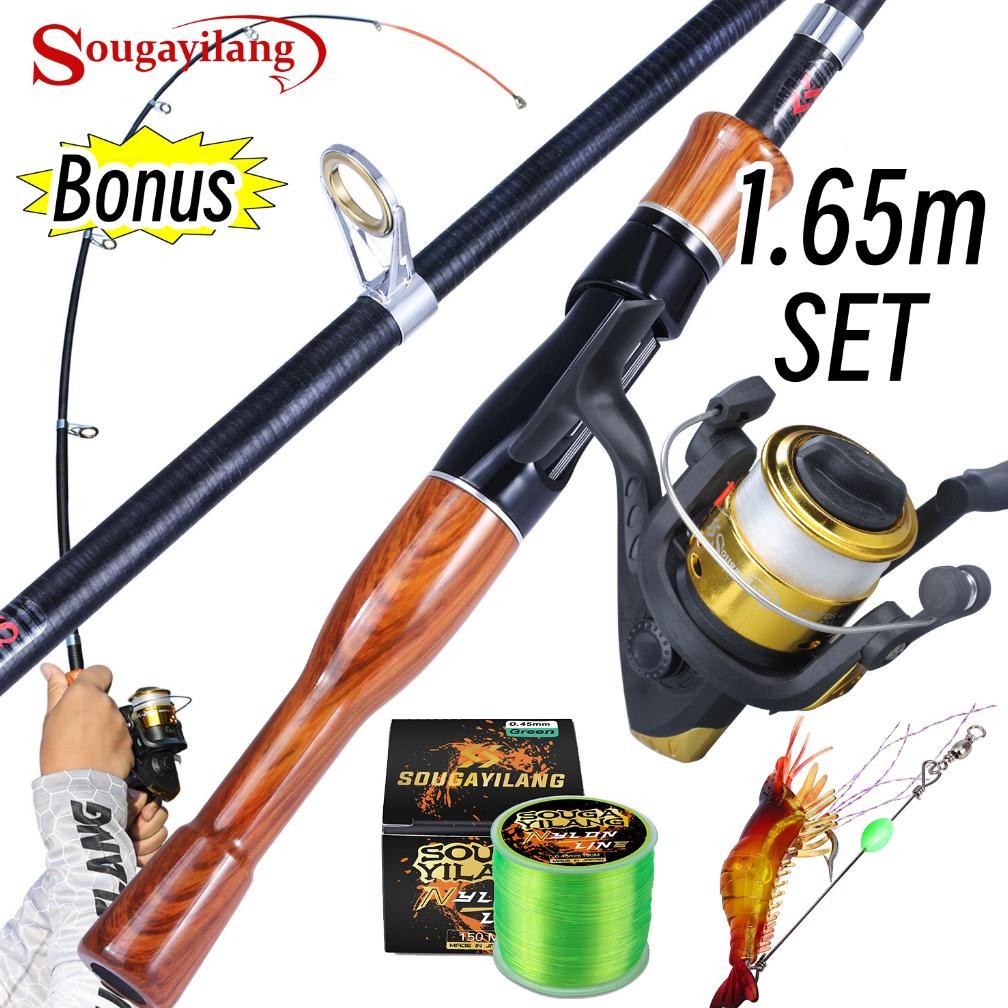 Sougayilang Joran Panicng Set 160cm Pancingan Set Lengkap Teleskopik Joran Set Reel Pancing