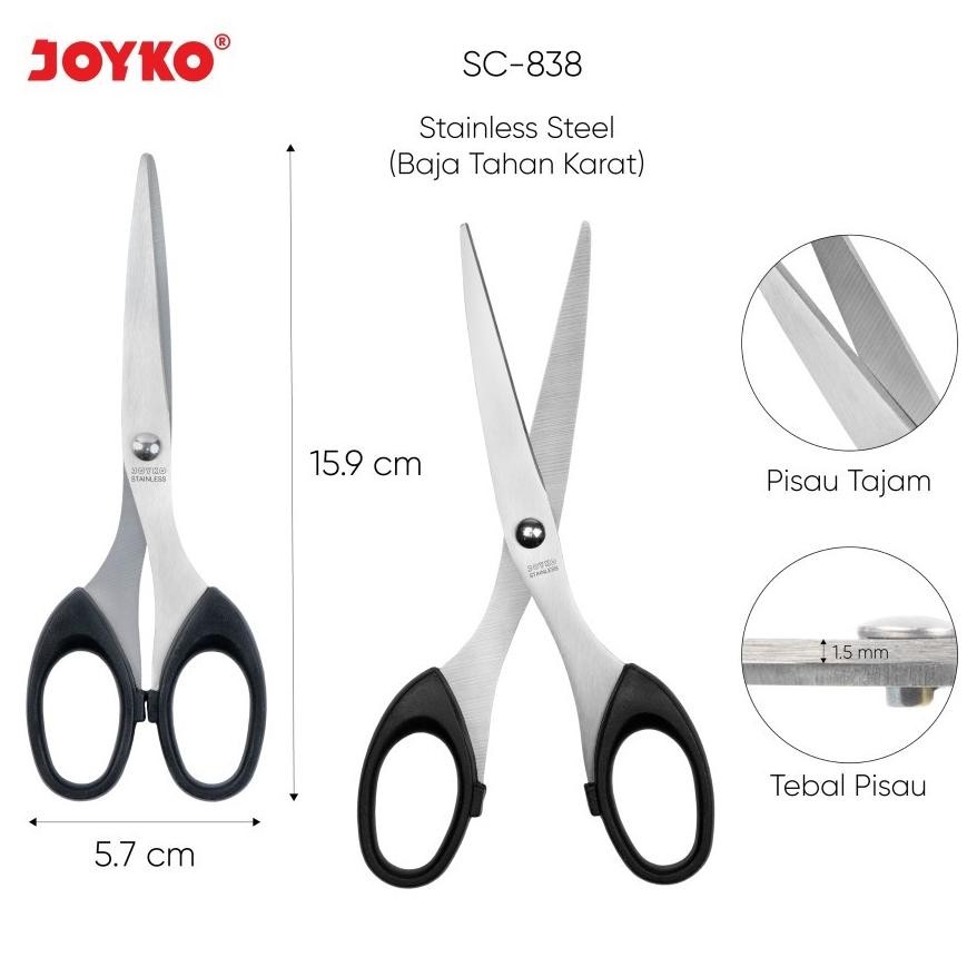 

Hj-64 Joyko Gunting Stainless / Scissor Joyko Kardus Kain Kertas Kecil Sedang Besar Premium