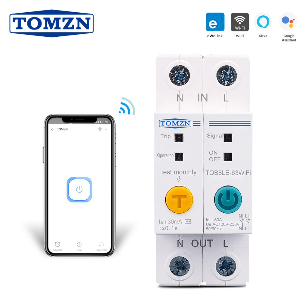 Din Rail Wifi Mcb With Leakage Protection Circuit Breaker Smart Switch Remote Control By Ewelink App