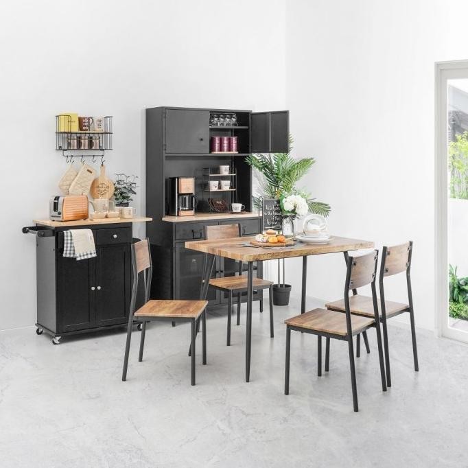 INFORMA LEVON KABINET DAPUR HIGH METAL - HITAM