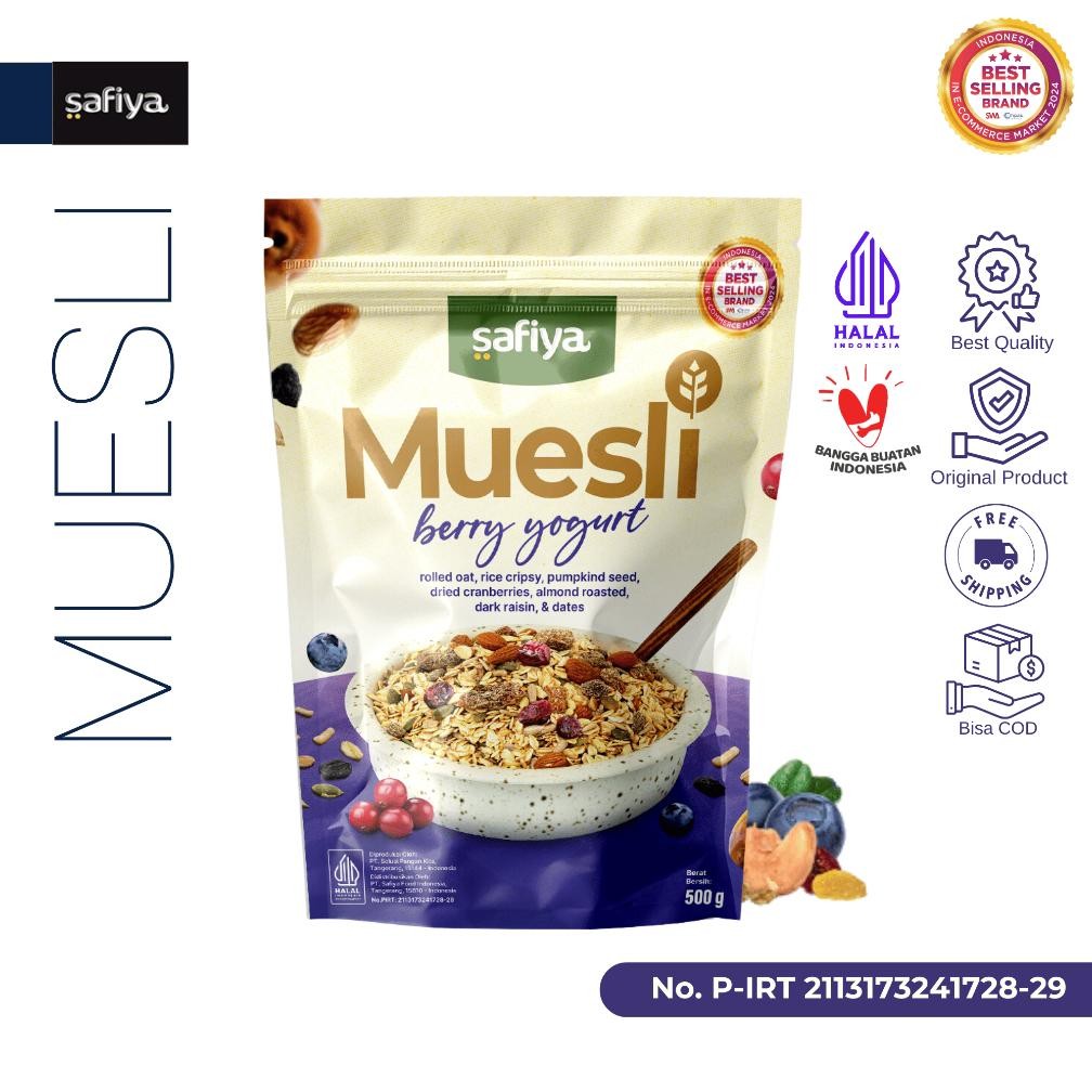 

READY STOK Safiya Muesli Berry Yogurt 500 Gram Sereal With Almond Premium Siap kirim