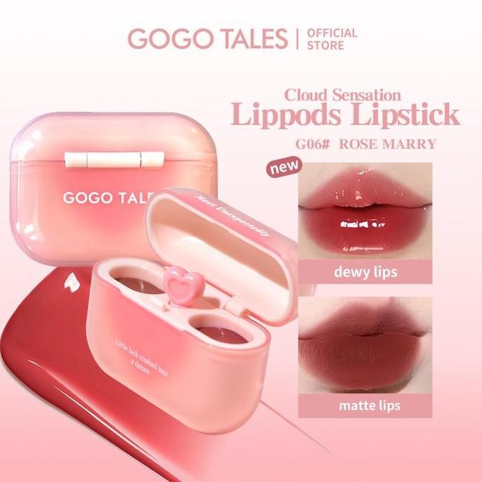 [BPOM]GOGO TALES LipPods Lipstik Cloud Sense Dual Colour Lipcream Lip Matte Velvet Lipstick Lip Tint