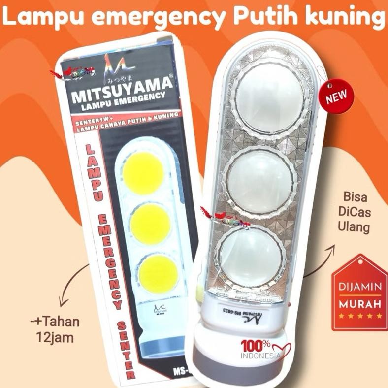 Best Seller Lampu Emergency + Senter Mitsuyama Ms 6032 Jumbo Baterai 12000 Mah