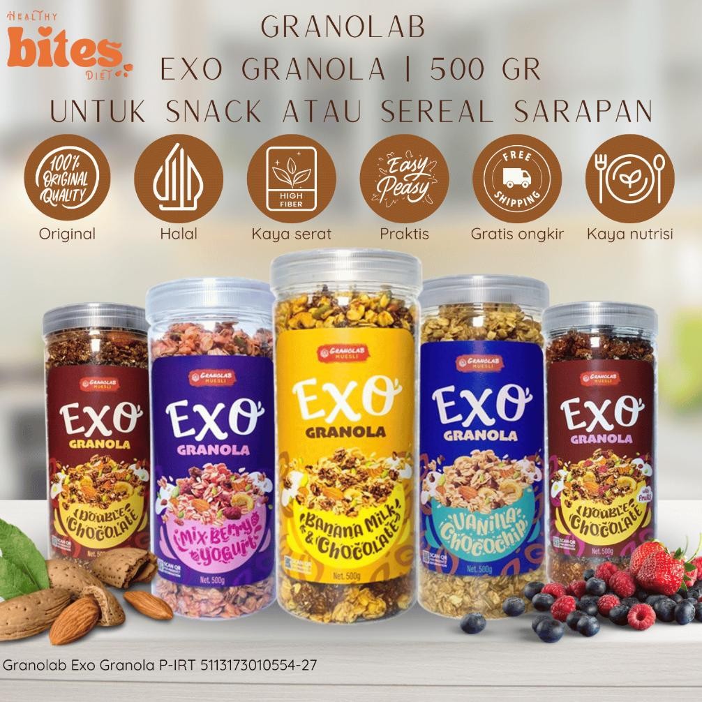 

READY STOK Granola EXO 500 Gram Granolab Premium | Sereal Sarapan Diet Rendah Kalori Praktis Cemilan Diet Sehat Siap kirim