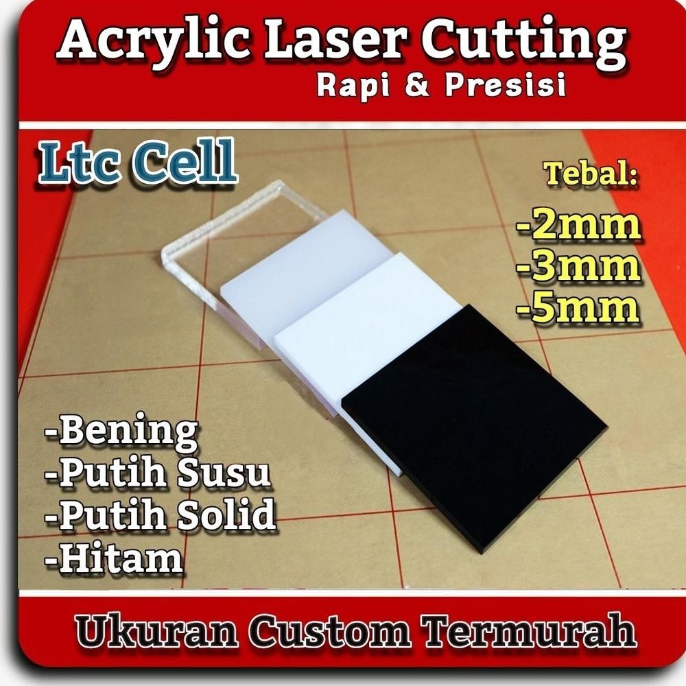

redi Acrylic Bening - Hitam - Putih Susu - Putih Solid Akrilik Custom LASER CUTTING