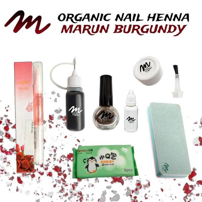 TERMURAH - Paket Henna Kuku Maroon Burgundy Eksklusif by Mili - Art Nail Hena Cairan