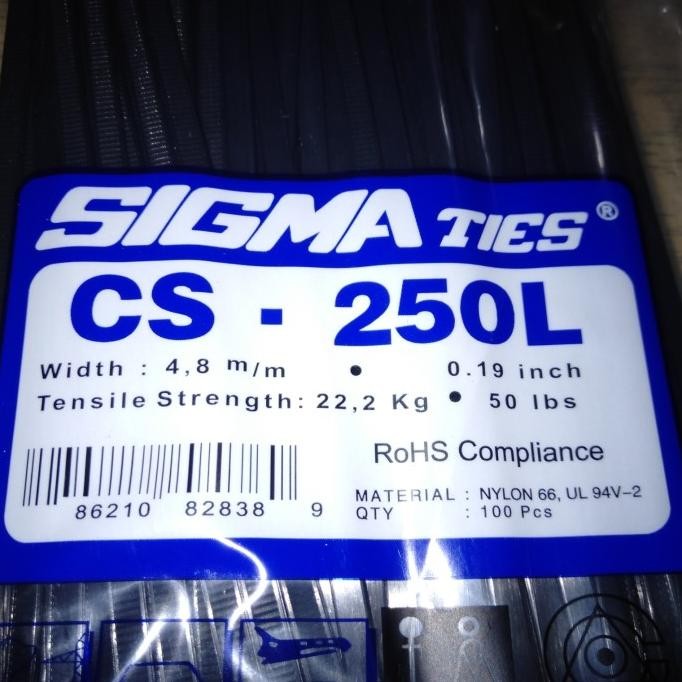 

new !!! KABEL TIES SIIGMA CS-250 L. WARNA PUTIH/HITAM murah