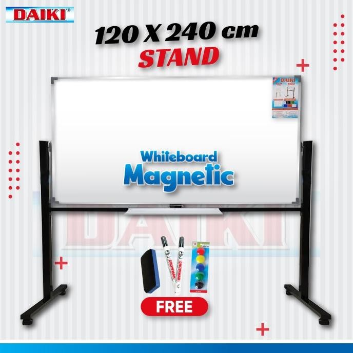 

TERBARU - Whiteboard / Papan Tulis Magnet DAIKI Single Face stand Uk 120x240 Cm