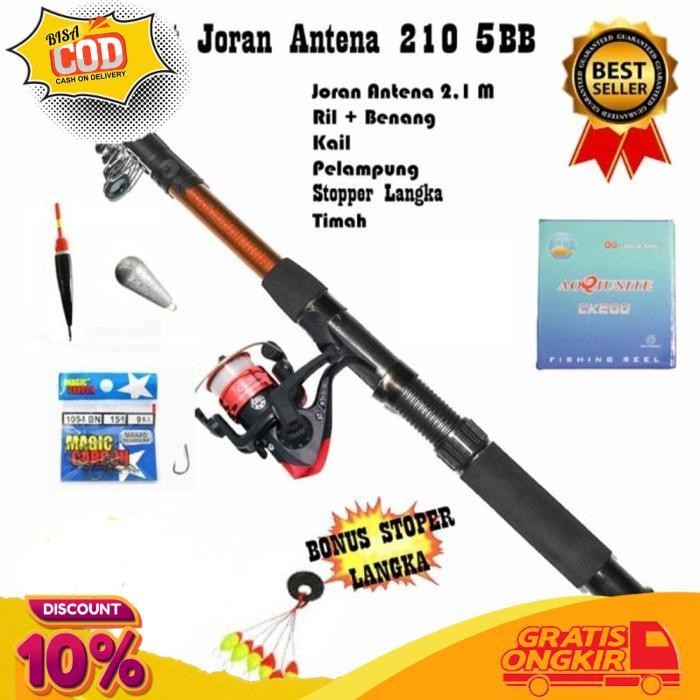 Today Terlaris Set Alat Pancing Lengkap Termurah Dengan Joran Antena Terbaik Komplit Kekuatan 5Kg- S
