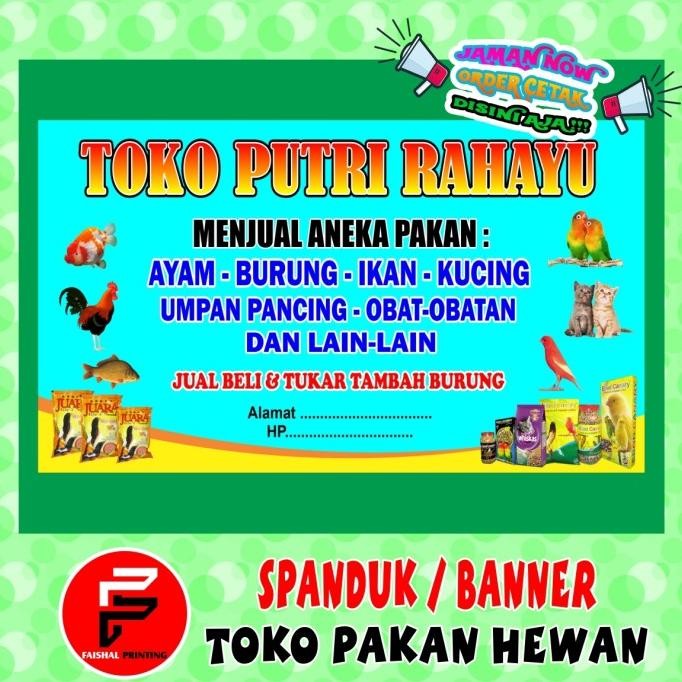 ready  Spanduk / Banner Warung Toko Pakan Hewan Ternak Ukuran 2 x 1 m murah
