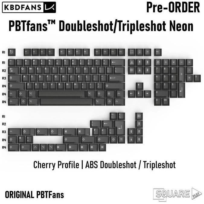 PBTfans Doubleshot/Tripleshot Neon - Cherry Profile Keycaps KBDFans