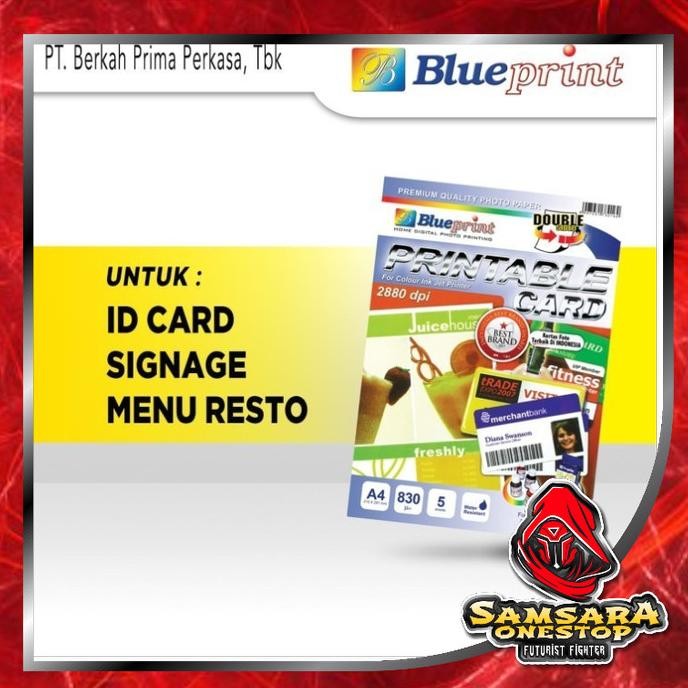 

new !!! Kartu ID Putih/Printable Card White BLUEPRINT A4 - 5 Sheet, 830 Micron - Plastik murah