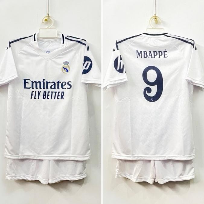 SETELAN BOLA ANAK MADRID MBAPPE BELLINGHAM - BAJU BOLA MADRID - JERSEY SEPAKBOLA ANAK MADRID - JERSE