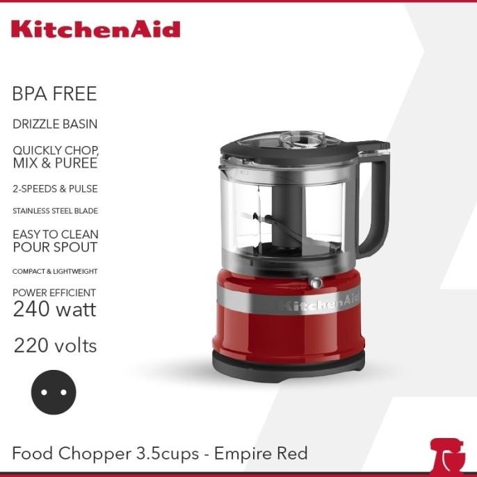 kitchenaid 3.5 cup min food processor 5kfc3516eer - empire red