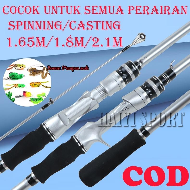 HAIYI FISHING joran pancing 2 bagian spinning/casting 1.65m/1.8m/2.1m M/ML joran Joran Pancing koson