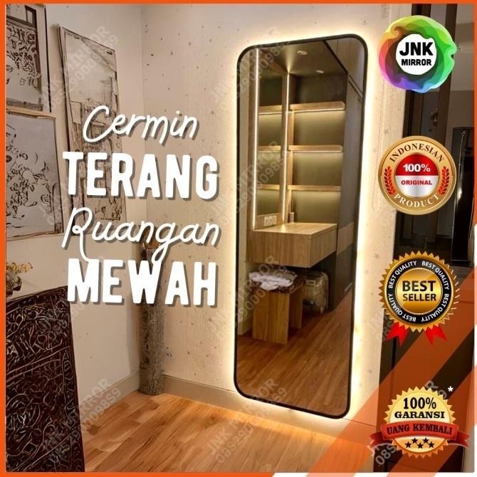 Cermin lampu panjang full body dinding