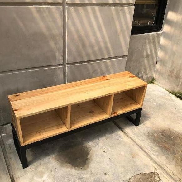 Meja TV Industrial Minimalis - Meja TV kayu jati belanda - Rak TV