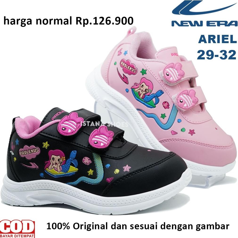 Sepatu Sekolah Anak Perempuan Paud Tk Sd Karakter New Era Ariel Mermaid Sneakers Murah