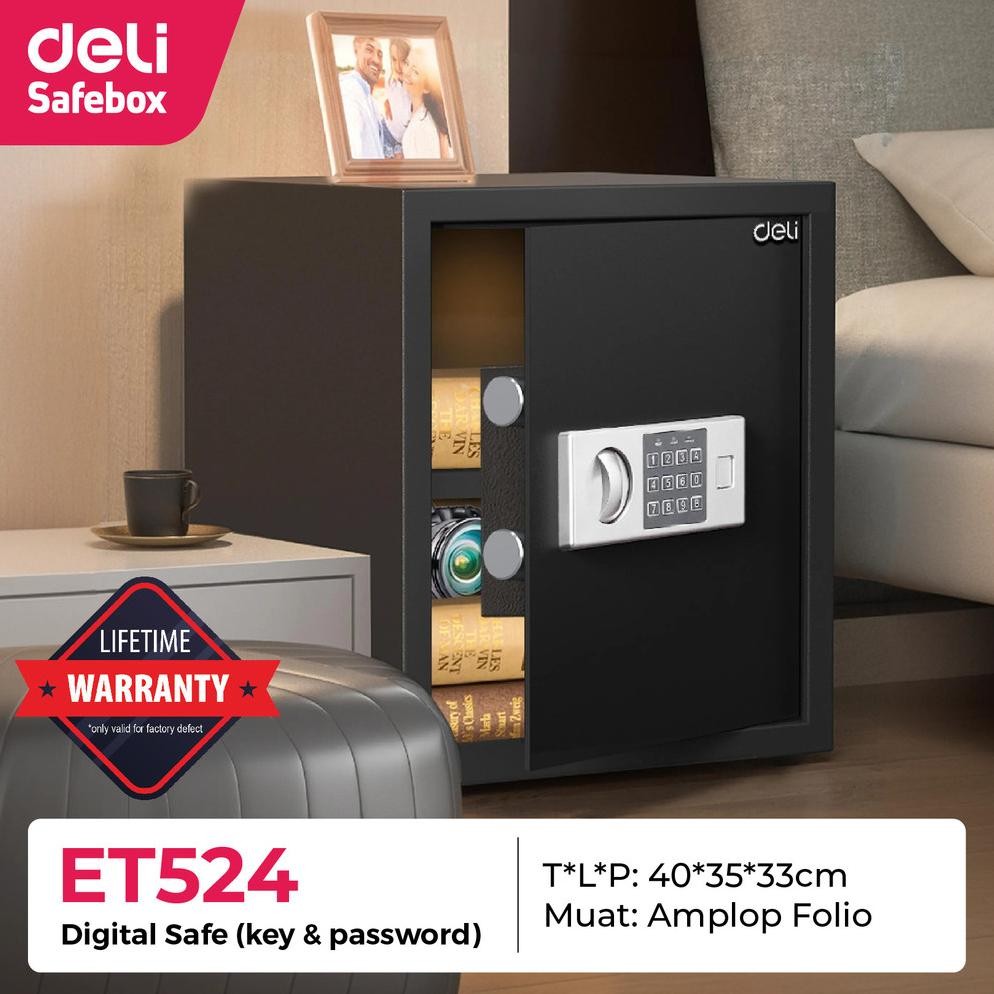 

Jg-56 Brankas Digital Deli Et-524 / Safe Deposit Box / Cash Box Et524 Murah