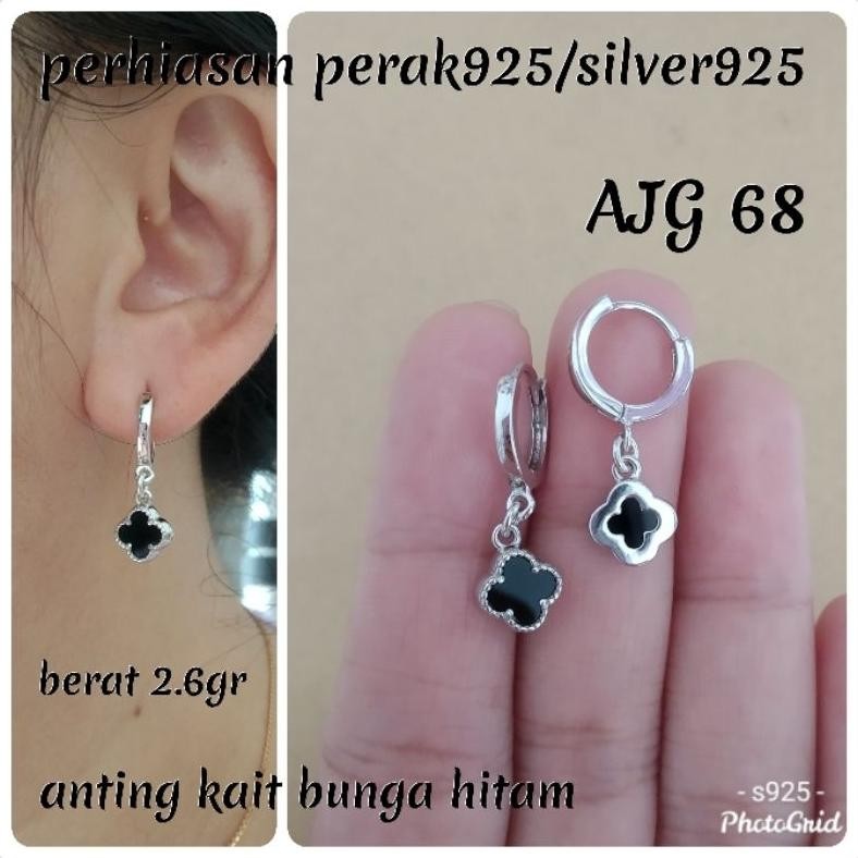 ready anting vancleef clover perak 925 lapis mas putih clover / gelang clover / kalung clover / cinc