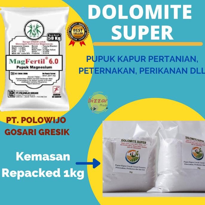 

Terlaris Pupuk Dolomite Kapur Pertanian Magnesium Tanaman Organik Repack 1Kg