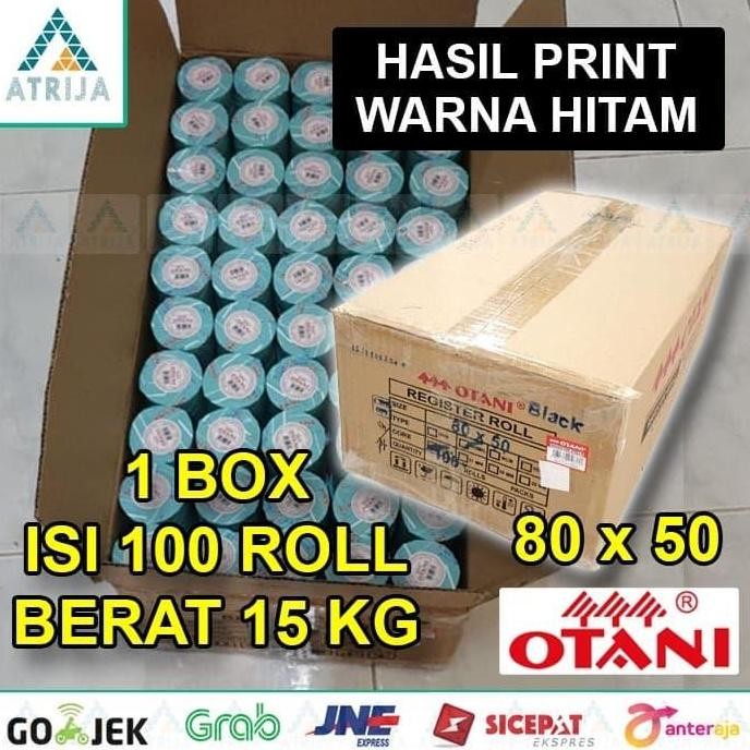 

TERBARU - 1 BOX (100 Pcs) Otani 80x50 Kertas Kasir Struk Thermal Roll 80 x 50