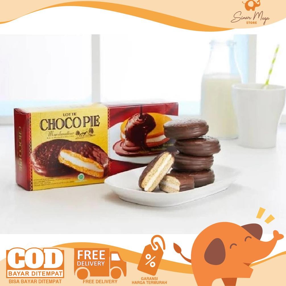 

vb-8 h-4 LOTTE Chocopie Original Masrhmallow DIJUAL PAK ISI 12 Snack Choco Pie Premium Terlaris