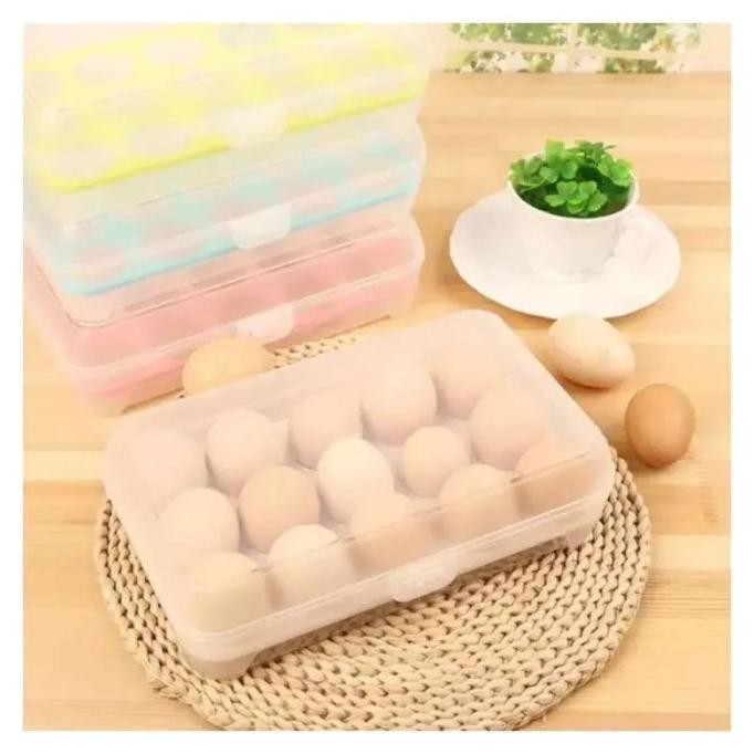 

Terlaris Tempat Kotak Telur Telor Egg 15 Pcs Murah Lubang Box Penyimpanan Kuat
