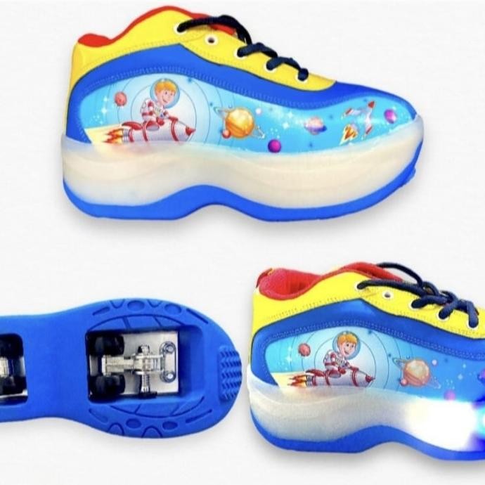 Grosir Sepatu Roda 4 Led Lampu Bisa Lipat Roller Shoes
