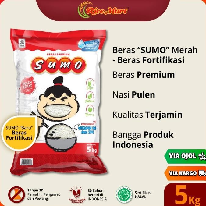 

[Baru] Beras Sumo Merah 5 Kg "Fortifikasi" - Beras Premium - Nasi Pulen - Produk Indonesia
