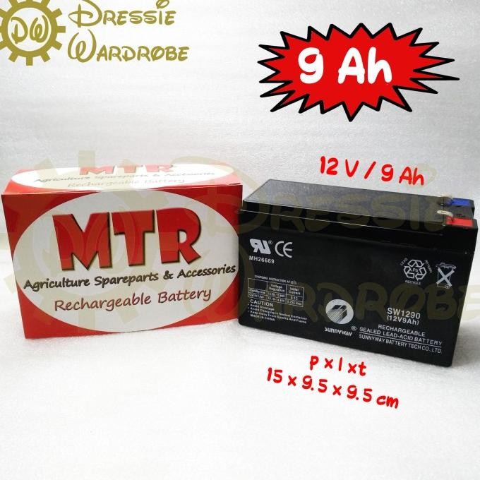 Aki Accu Baterai Battery Dc Pompa Hama Sprayer Elektrik Mtr 12V 9Ah New Stok