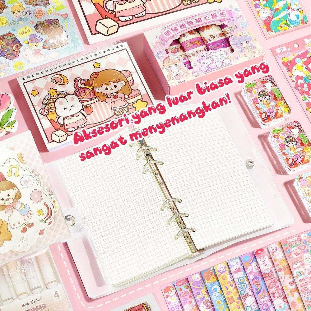 

Tatajoy Set Stiker Buku Handbook Cute Stickers Set Guka Set + Diy Cute Diary Set Buku Panduan Diy Cartoon Theme Label Stickers Journal Handbook Diy Decoration Stickers Notebook Book Materials