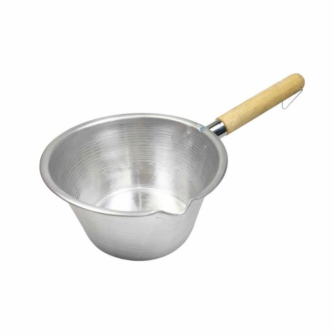 

$$$$] Panci Susu Aluminium Lokal Gagang Kayu Masak Rebus Mie Serbaguna 18cm