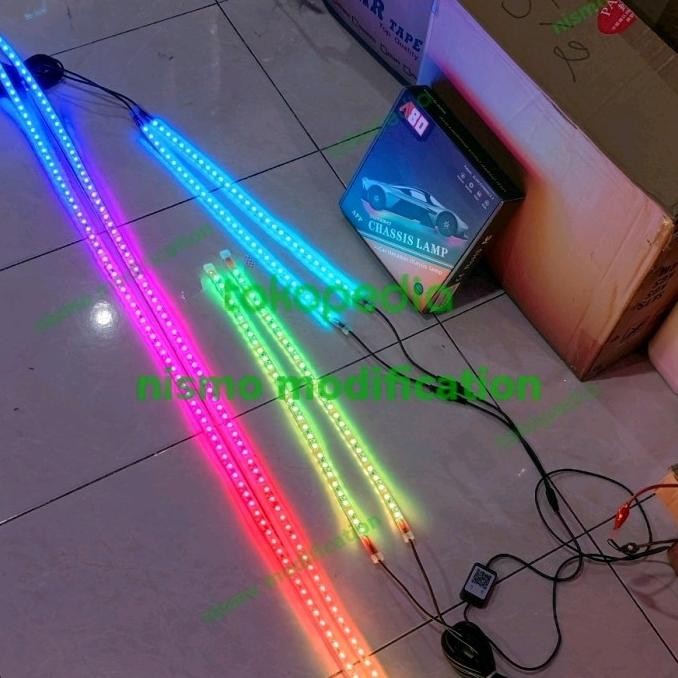 LAMPU KOLONG MOBIL RGB BLUETOOTH ANDROID RUNNING LED UNDERGLOW MATRIX