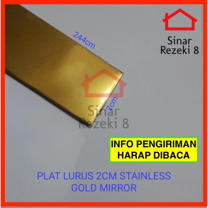 ROYzC- Plat Lurus 2 cm Stainless Steel GOLD MIRROR / List Strip 20 mm Lis