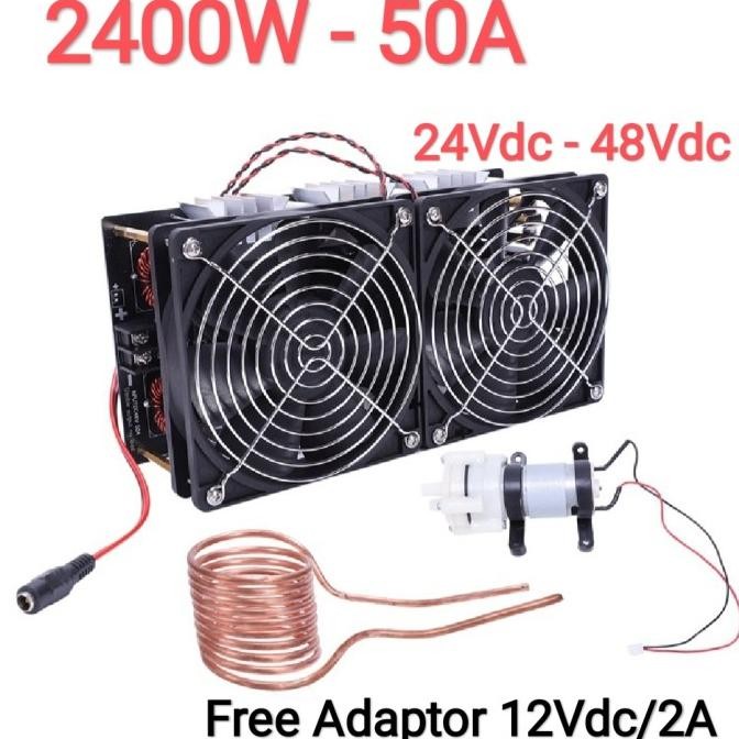 24Vdc~48Vdc/2400W - ZVS Induction Heater + Cooling Fan