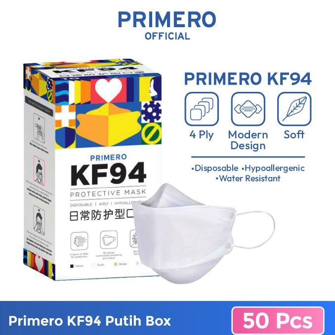 primero masker kf94 4ply putih - 1 box isi 50pcs termurah
