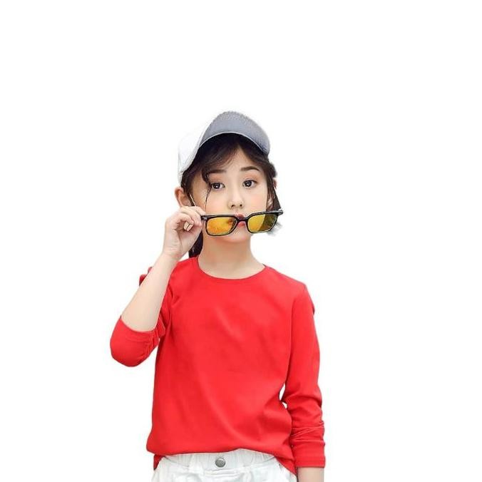 Gracio - Paket 6 Pcs Kaos Polos Panjang Anak-Anak | Kaos Polos Casual O-Neck | T-Shirt Anak Polos Ba