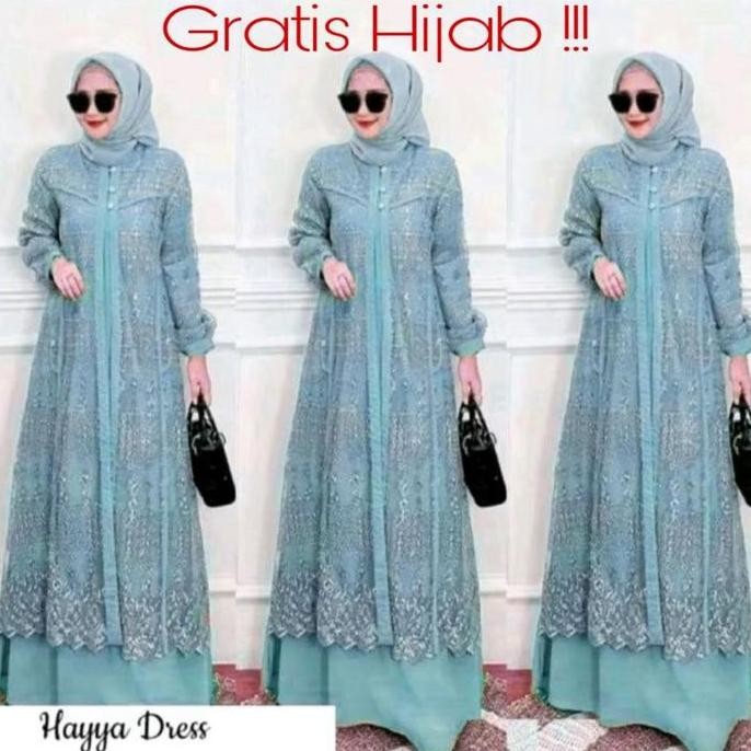 Hayya Dress Set Hijab Bella square Set Hijab Gamis Hayya M L XL Fashion Muslim Wanita Baju Gamis Leb