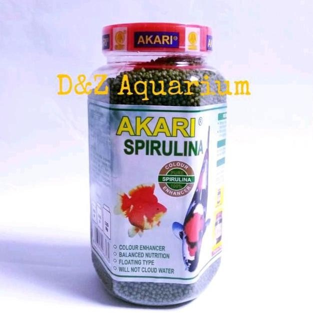 Terlaris Pelet Ikan Hias Akari 300Gr Spirulina Hijau Pakan Koki Koi Komet Toples