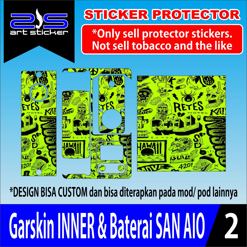 

Get2pcs Stikerinnersanaio Uv Printing Green Garskin Casing Motif Dan Bisa Custom Bayar Ditempat