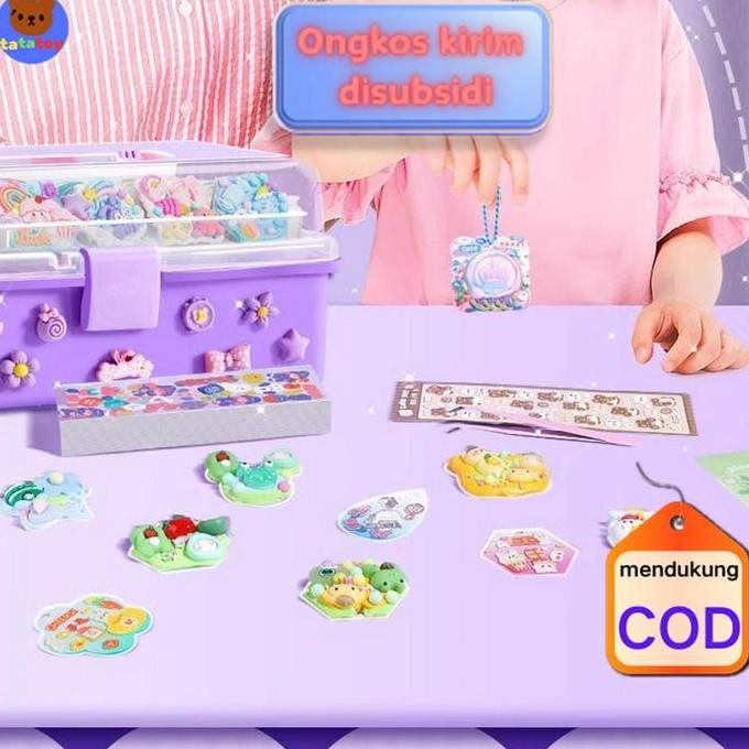 

tatatoy 1518pcs (Exclusive Live Moochii) Stiker Guka untuk anak-anak dan perempuan, set tas lem krim Guka lucu, kotak penyimpanan bahan diy