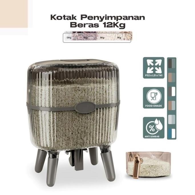 

Terlaris Dispenser Beras 12Kg C841 Rice Box Storage Kotak Penyimpanan Makanan Kacang Tepung / Tempat Beras Estetik