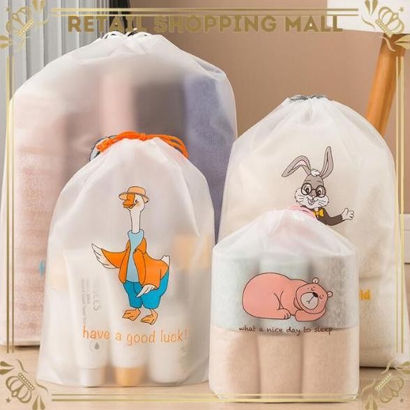 RSM Pouch Serut Travel Anti Air Tas Serut Karakter Organizer Serbaguna Plastik