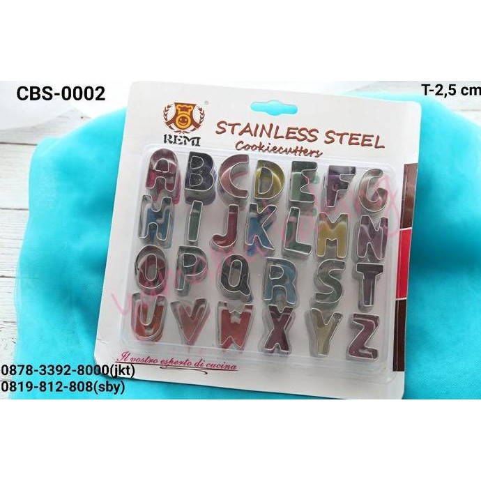 CBS-0002 Cutter bento fondant cookie huruf stainless alphabet abcd