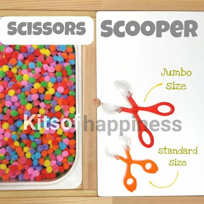 

baru !!! Scooper scissors / gunting scooper / fine motor skills / pom pom senso