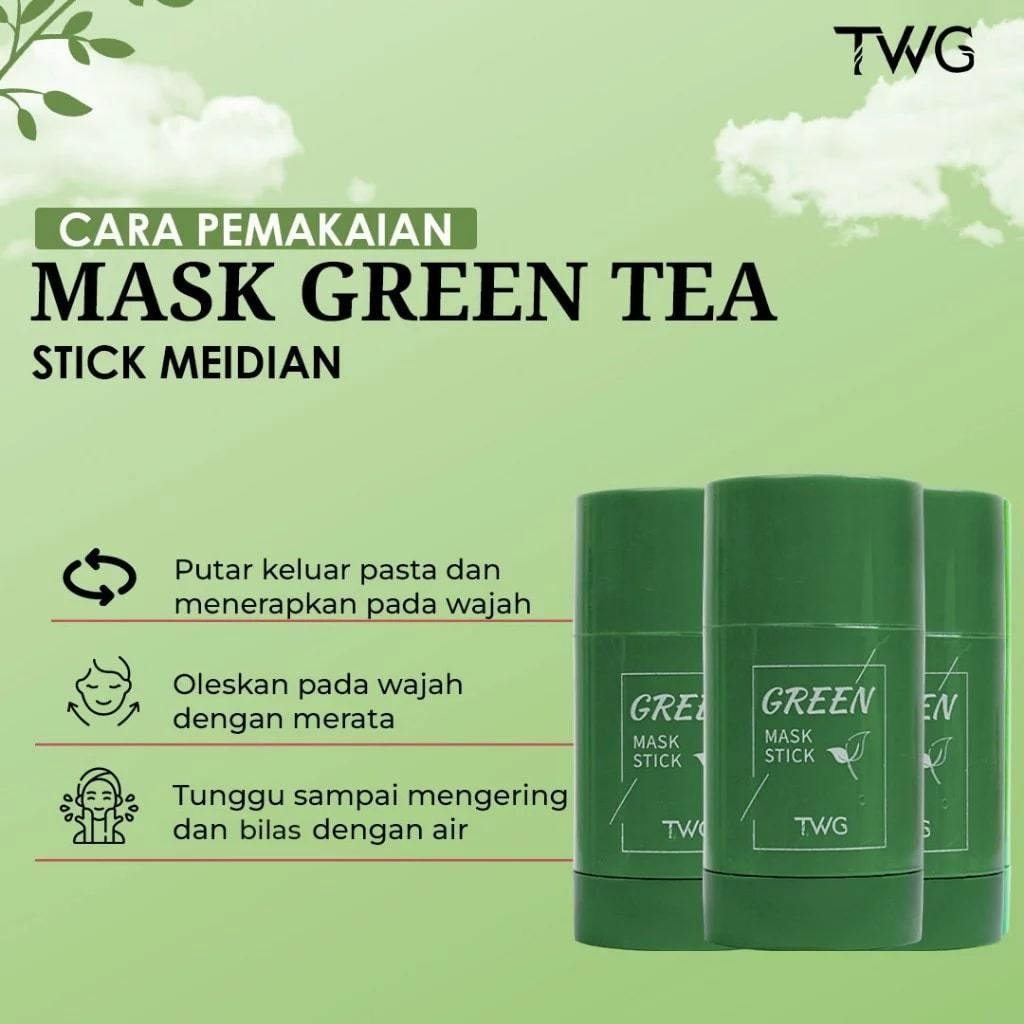 Ls [ Paketan ] Twg Green Tea Stick Masker Wajah Pembersih Komedo & Twg Green Tea Clay Mask Masker Wa